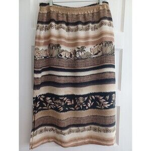 Alfred Dunner safari African animals maxi skirt 16 plus sz lightweight pull-on